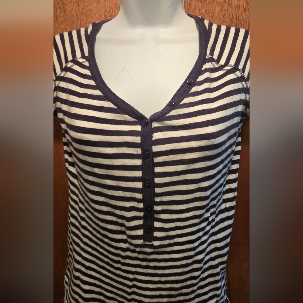 Lily Navy&White Striped Short Sleeve Tee SzL - Picture 6 of 6